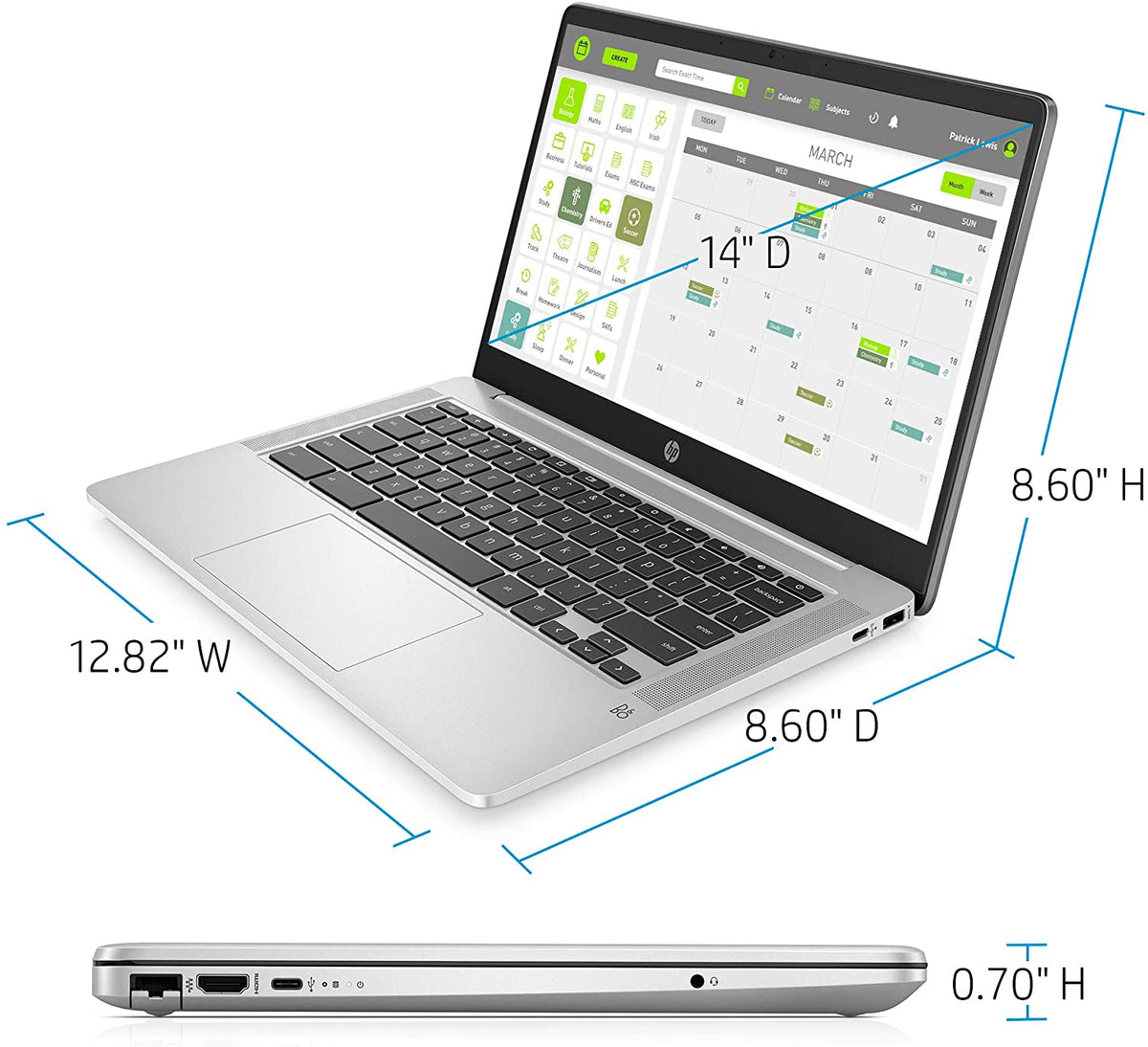 HP Chromebook 14-inch HD Laptop, Intel Celeron N4000, 4 GB RAM, 32 GB