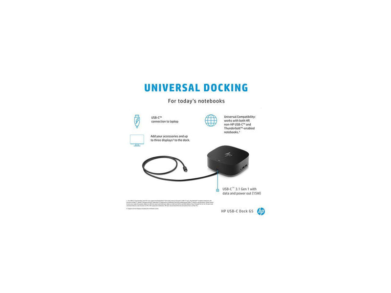 HP USB-C Dock G5 (5YH26AV#ABA) With 120W Power Adapter – Factory Sealed