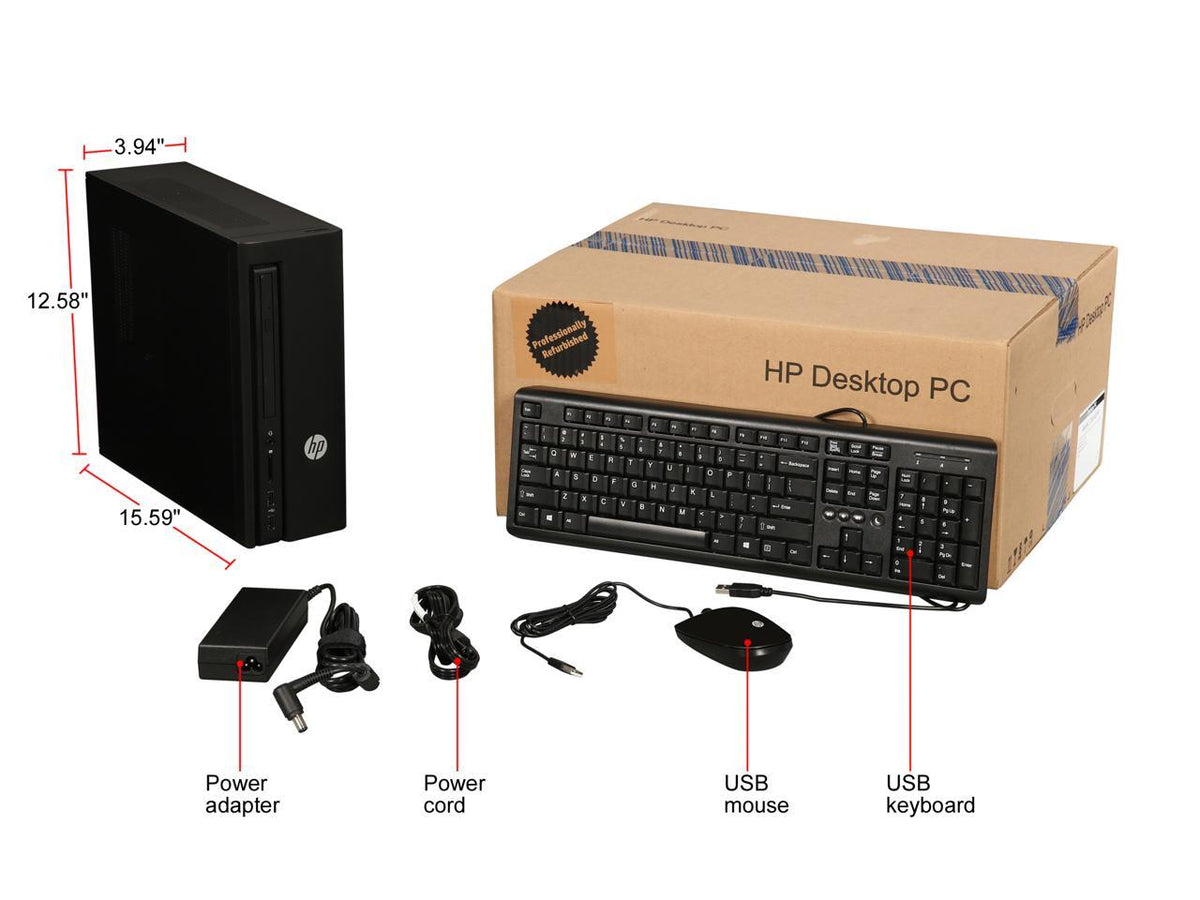 HP Slimline 260-a010 Desktop Intel Pentium J3710 1.6 GHz 4GB HP Slimline 260-a010 Desktop Intel Pentium J3710 1.6 GHz 4GB