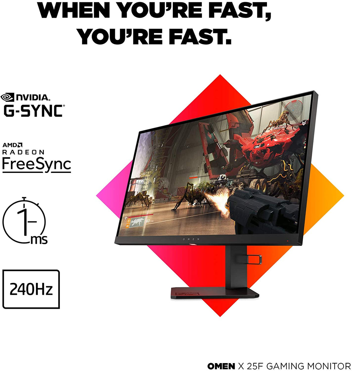 HP Omen X 25 Gaming Monitor with NVIDIA G-Sync and 240Hz 1ms